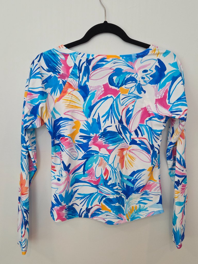 Venus Tropical Floral Long Sleeve Swim Top - White Blue & Pink Size Small Nwot — image 2 of 4